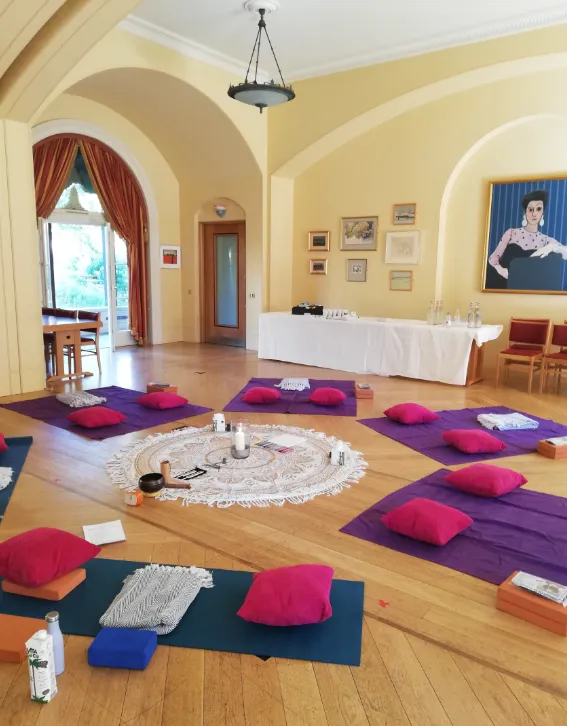 Photo of room set up for breathwork training